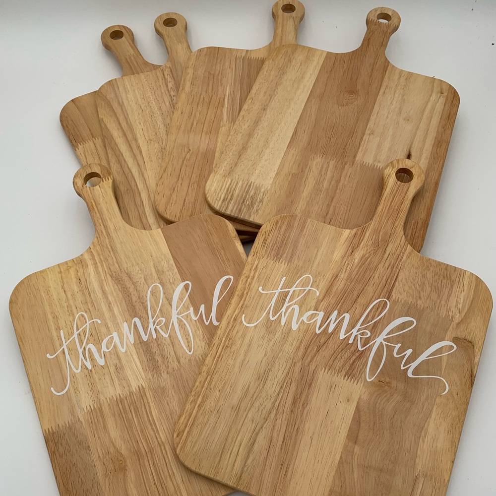 Wooden Cutting Board 2 with Thankful Design Lot of 6